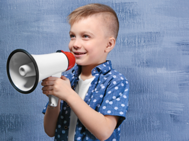 Public Speaking boy with Megaphone