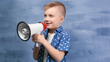 Public Speaking boy with Megaphone