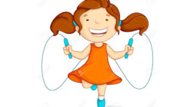 Skipping Skipping Girl in pigtails