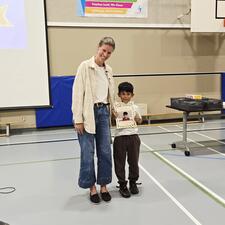 Student receiving Bulldog award