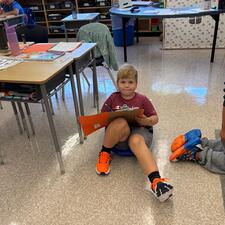 Student working on writing