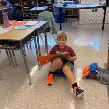 Student working on writing