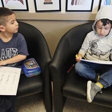 Kindergarten students reading
