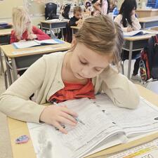 Grade 3 student working on comprehension