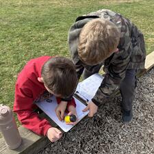 Students collaborating outside